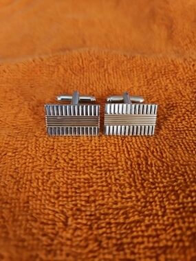 Rectangular Ribbed Cufflinks - Men's Accessories